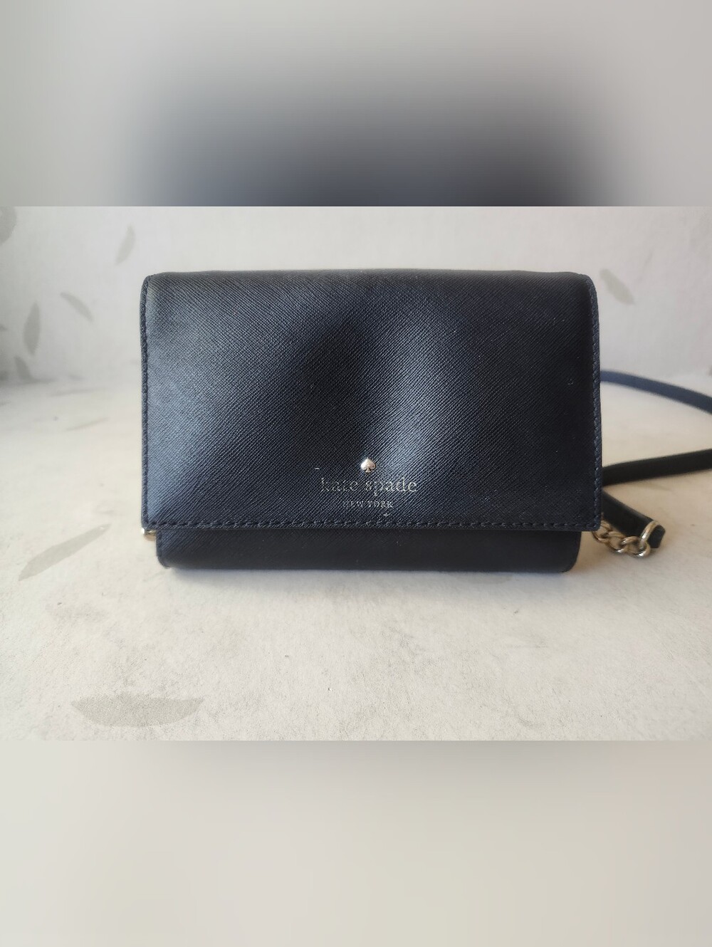 kate spade navy blue saffiano leather crossbody wallet